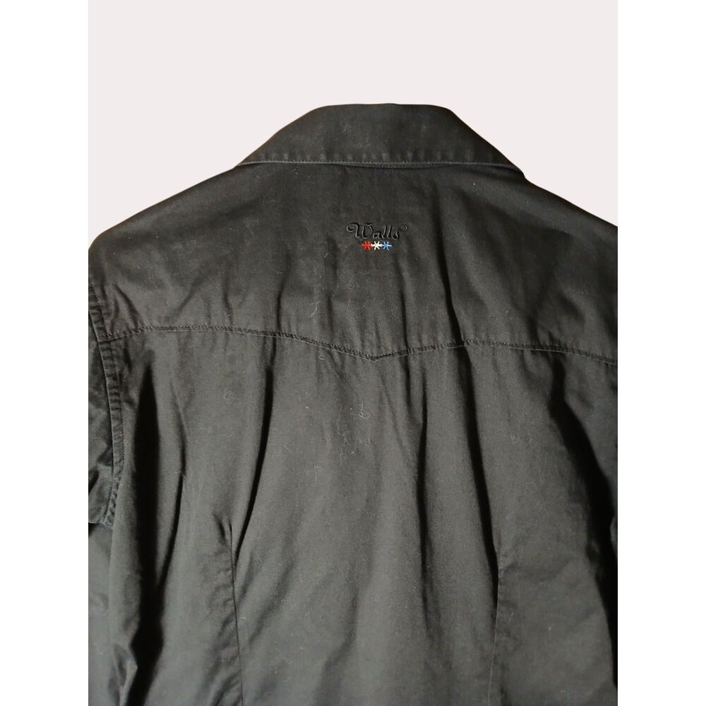 Walls Ranchwear WomeBlack Long Sleeve Snap Up Shirt Size M 100% Cotton Western - Picture 6 of 14